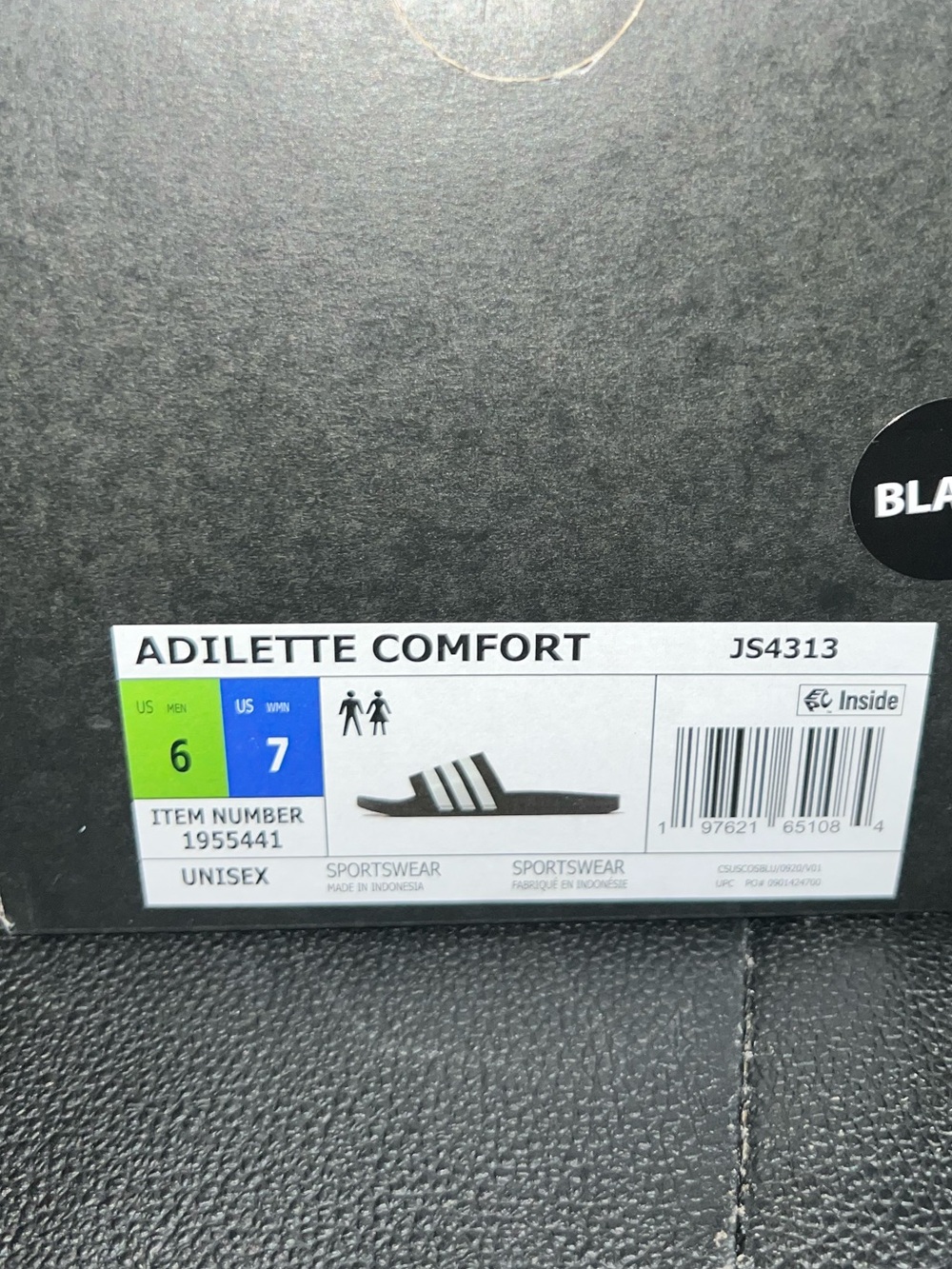 adidas unisex Black & White Slide Sandals - Picture 2 of 9